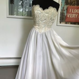 80s Vintage Lace & Satin Dress Sz S